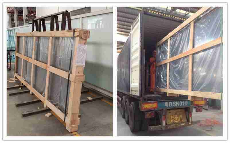 Caja de madera contrachapada fuerte para asegurar la seguridad del vidrio durante el transporte de larga distancia.