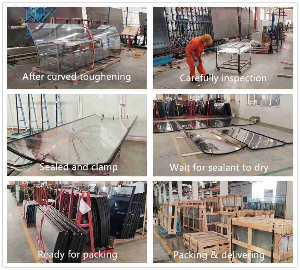 Shenzhen Dragon Glass buede glassvinduer produksjonsdetaljer.