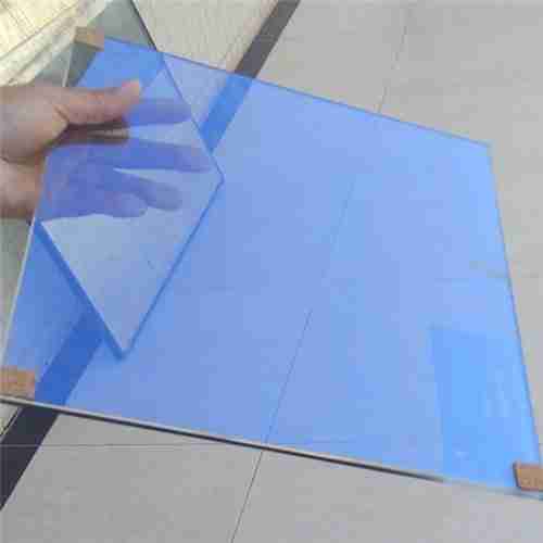 Blue color heat reflective coating glass