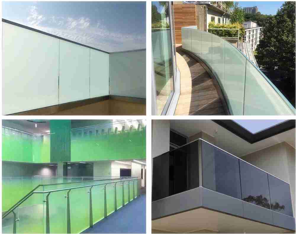 Различные конструкции для стеклянных перил на балконе