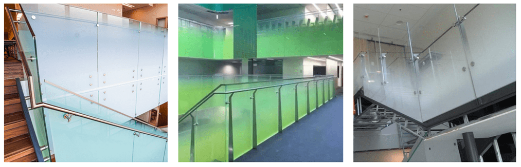 Gradient color laminated glass balcony railing