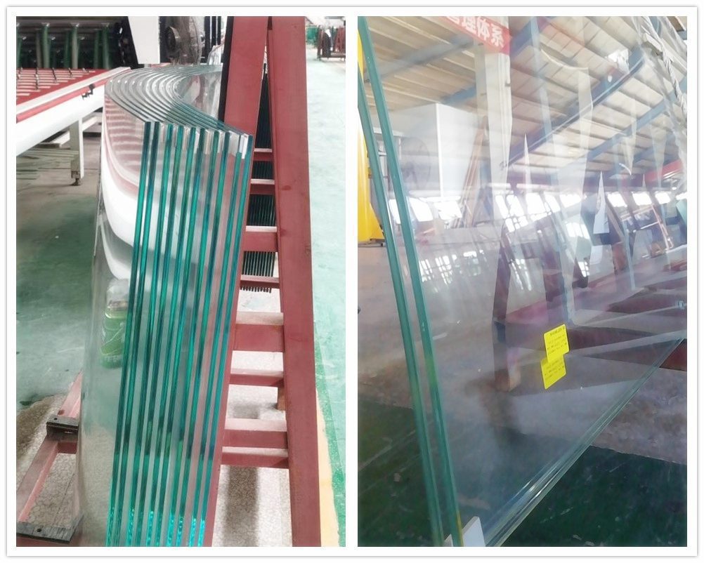 Low iron curved laminated glass