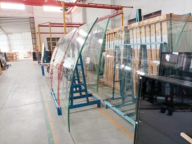 vidrio templado doblado para pared de vidrio curvo