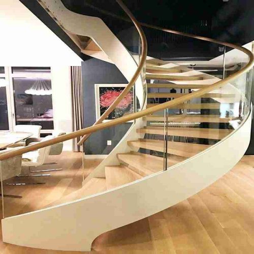 curved toughened glass railing for home design